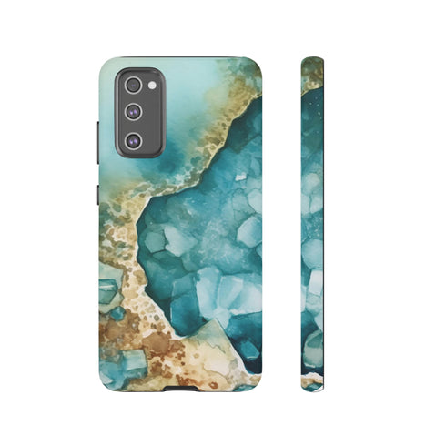 Aquamarine inspired Geode in Watercolor - Impact Resistant Phone Case Samsung Galaxy S20 FE Matte